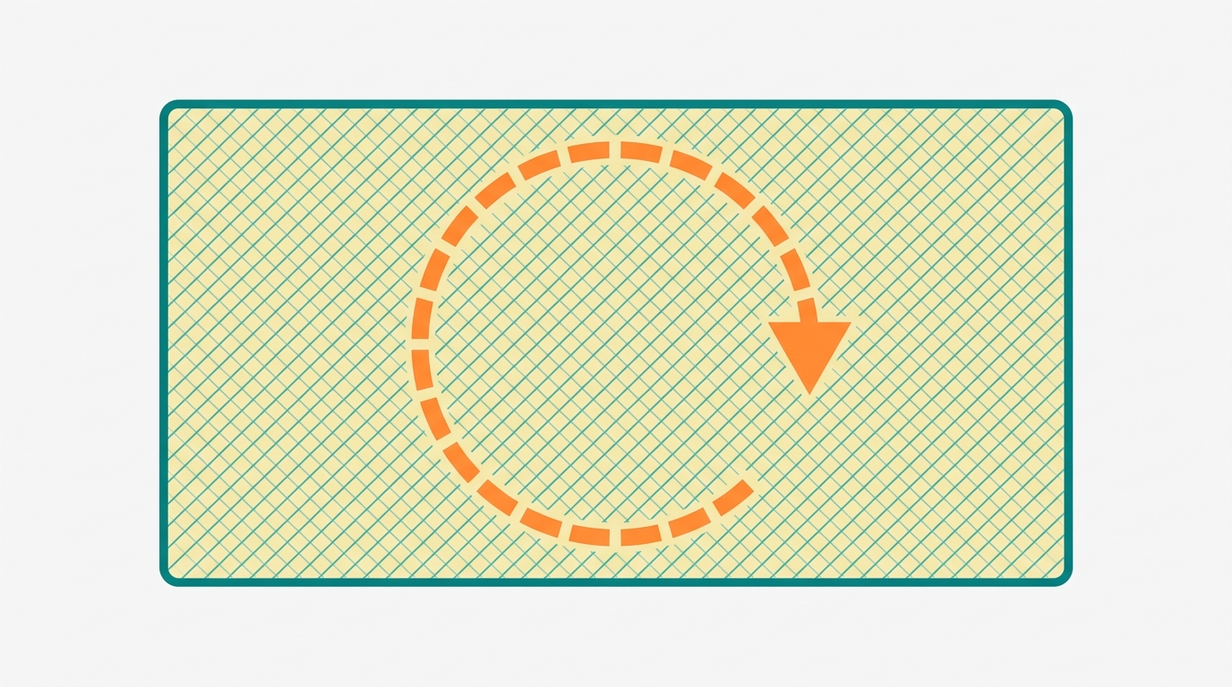 Diagrama técnico mostrando um colchão visto de cima em formato rectangular, com uma seta curva de 180 graus sobreposta a indicar a rotação. O colchão está preenchido com um padrão simples de linhas em #78C2B2 sobre fundo #F2E8B8. A seta de rotação é desenhada a #FF8A30. Fundo #F9F9F9, composição centrada, linha de contorno exterior do colchão a #008282.