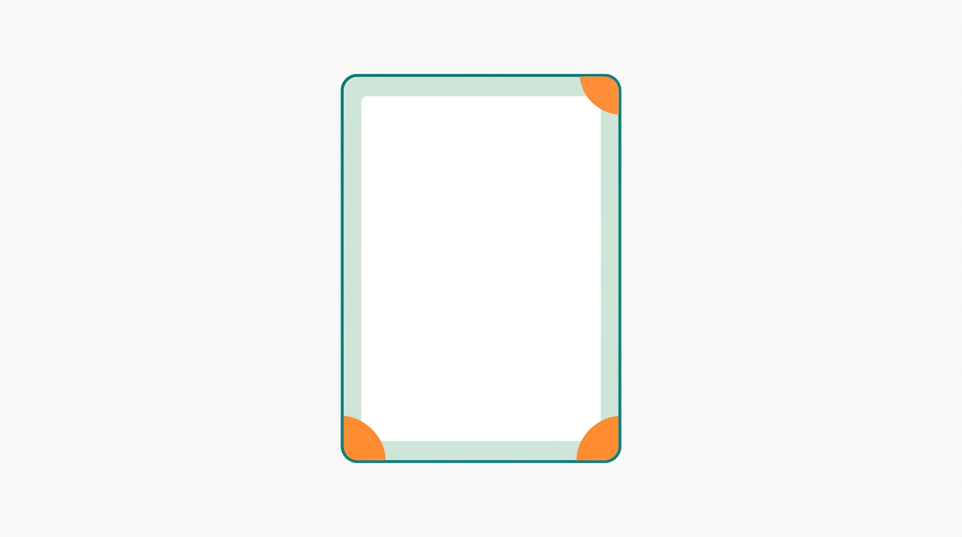 Flat vector diagram in CLC brand style showing a top-down orthographic view of a mattress rectangle. The outer border of the mattress is outlined in #008282 with a thin consistent line. A highlighted perimeter band in #CCE3D4 indicates the border reinforcement zone. Two small areas on the surface corners are highlighted in #FF8A30 to indicate weak seam zones worth inspecting. Background #F9F9F9. No bedroom elements, no human figures, generous whitespace.